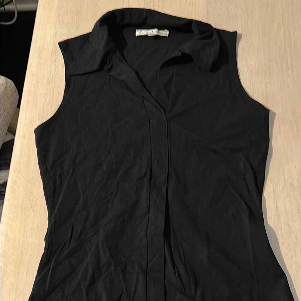 Moa Moa Black Fitted Button Down Crop Top